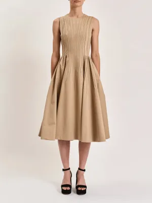 Pintuck Dress in Khaki