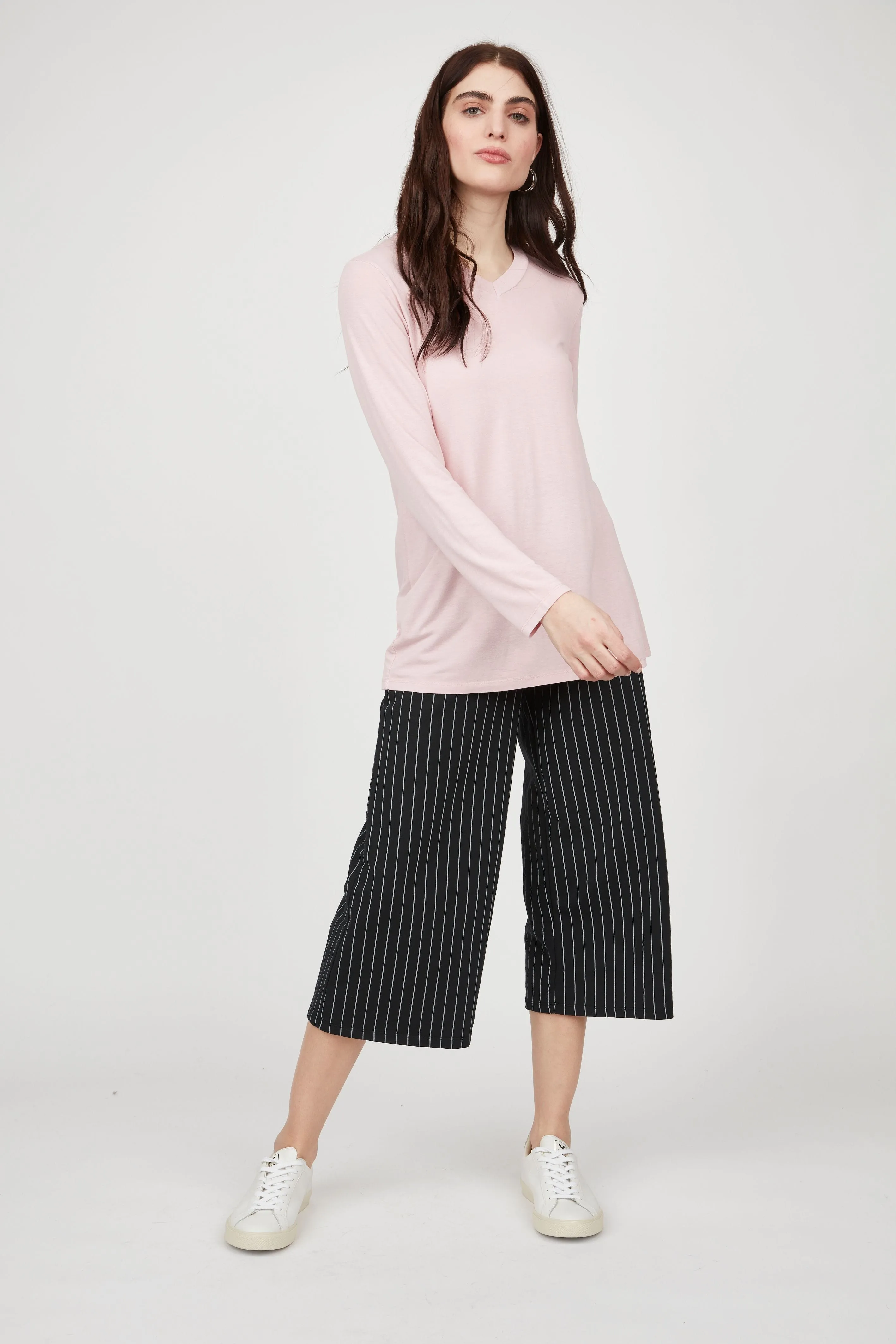 Pistache Second Skin Long V-Neck Top