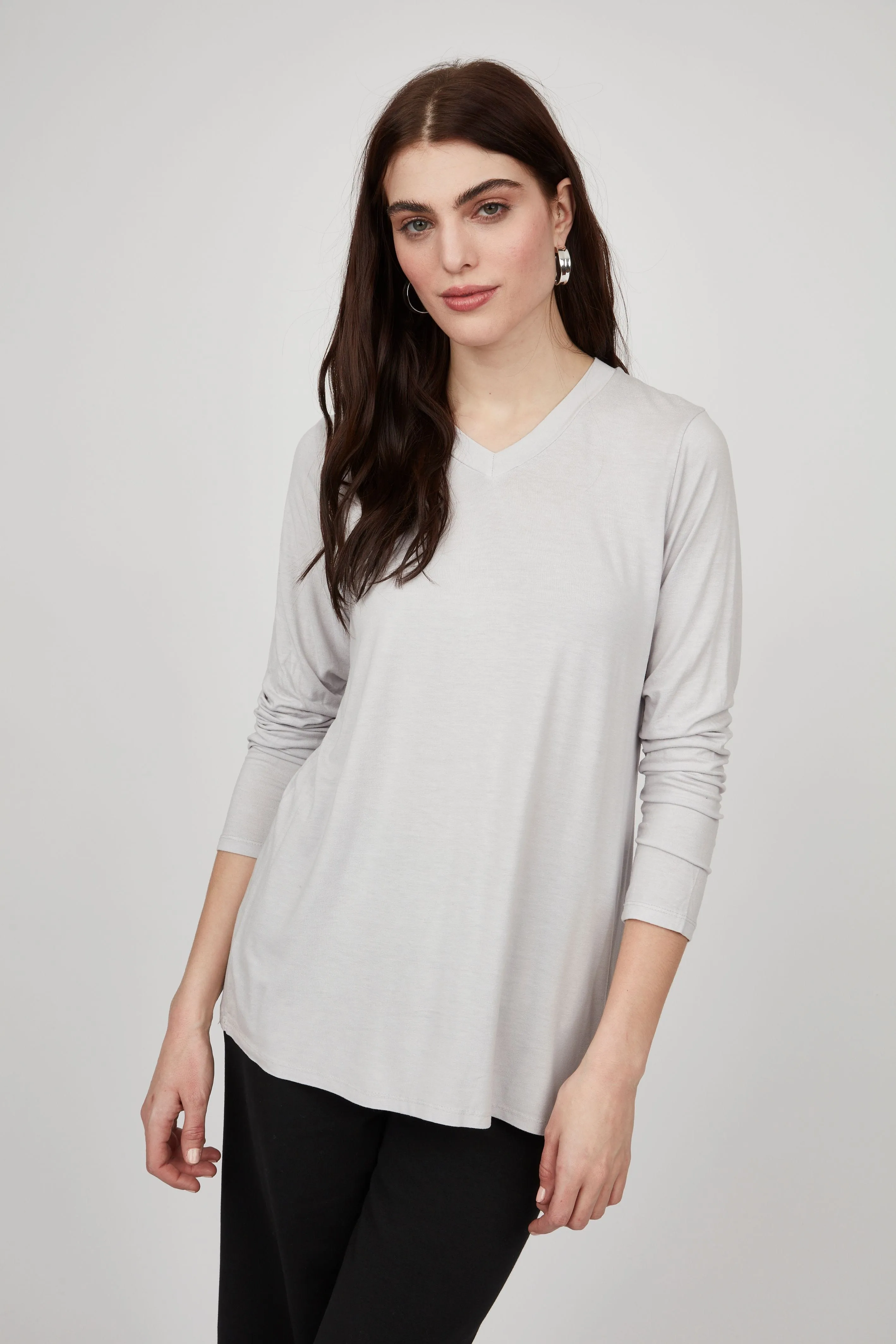 Pistache Second Skin Long V-Neck Top