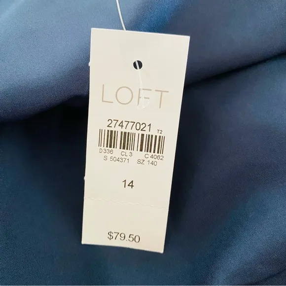 PLUS Loft NWT Blue &amp; White Embroidered Floral Eyelet Scallop Hem Skirt Size 14