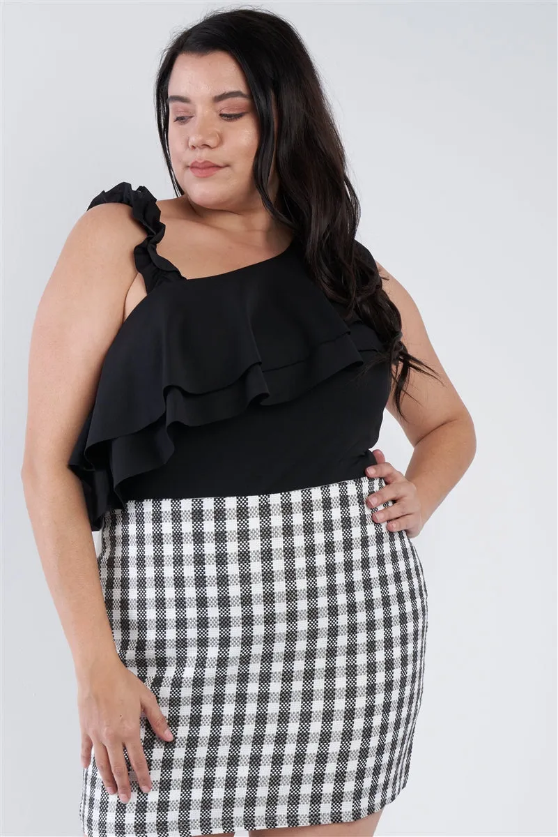 Plus || Off The Shoulder Ruffle Top | Black