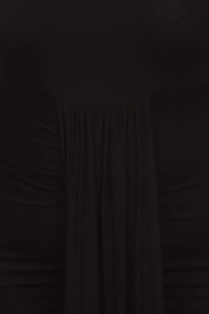 Plus Size Bella Draped Knit Black Midi Dress