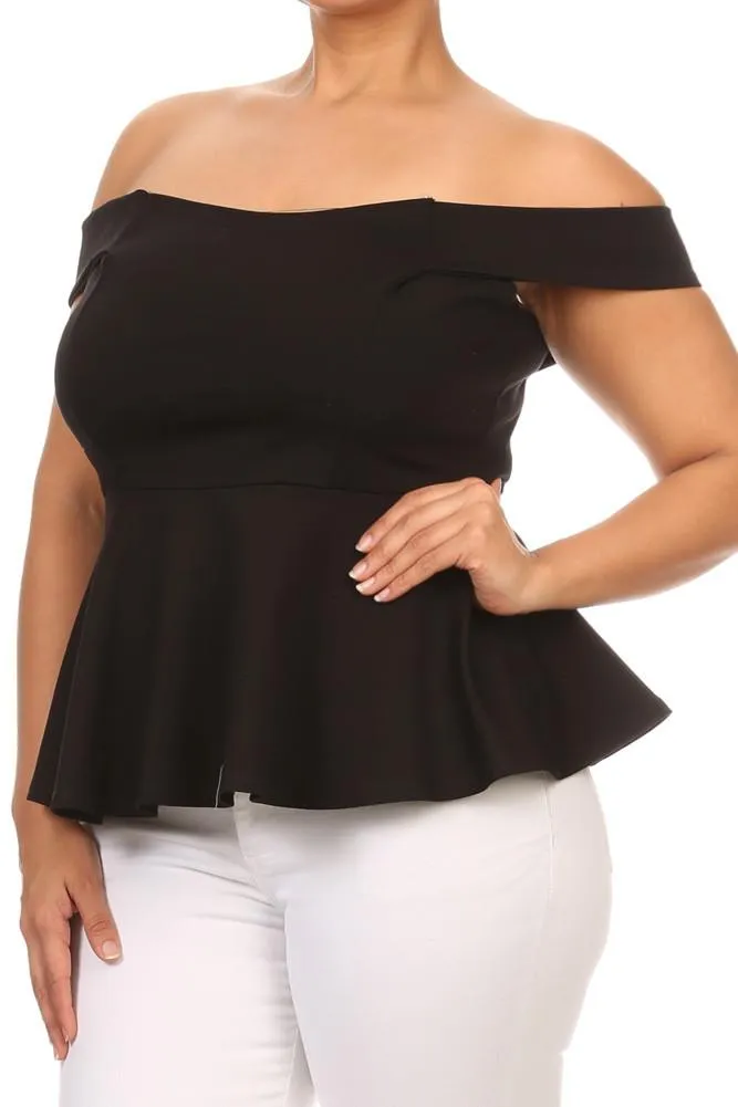 Plus Size Hot Off The Shoulder Peplum Top