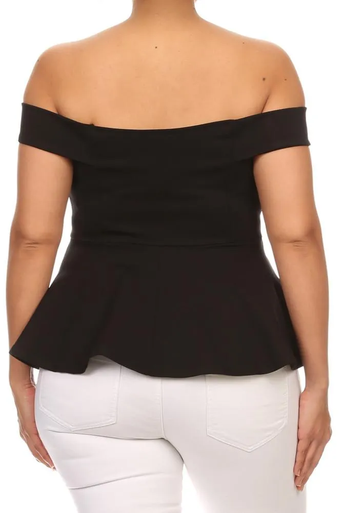 Plus Size Hot Off The Shoulder Peplum Top