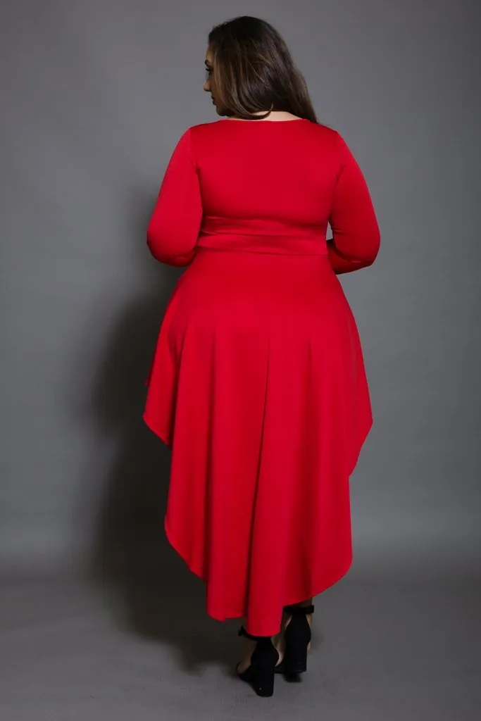Plus Size Metallic Crochet Trim Tail Back Dress