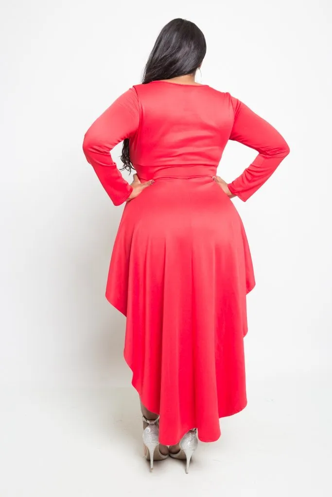 Plus Size Metallic Crochet Trim Tail Back Mini Dress
