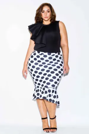 Plus Size Polka Dot High Low Skirt