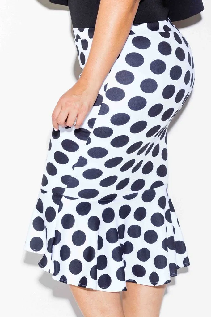 Plus Size Polka Dot High Low Skirt