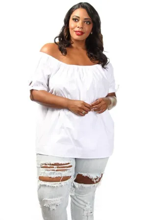 Plus Size Sexy Off Shoulder Basic Top