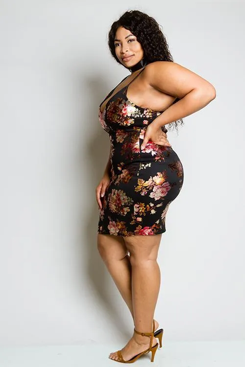 Plus Size Shining Metallic Gorgeous Floral Dress
