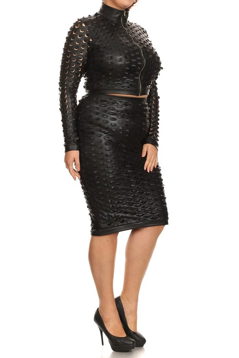 Plus Size Showstopper Leather 2 Piece Set