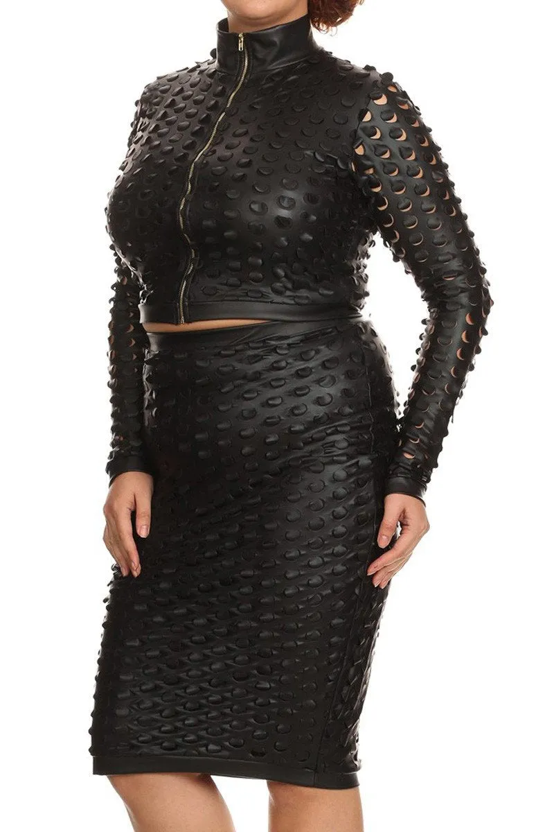 Plus Size Showstopper Leather 2 Piece Set