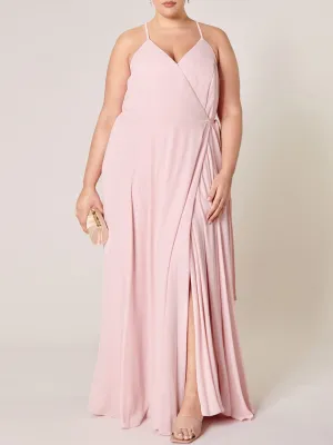 PLUS SIZE SLEEVELESS SURPLICE OPEN BACK MAXI DRESS
