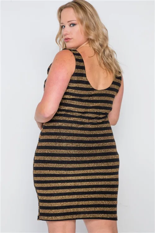 PLUS || Stripe Bodycon Mini Dress