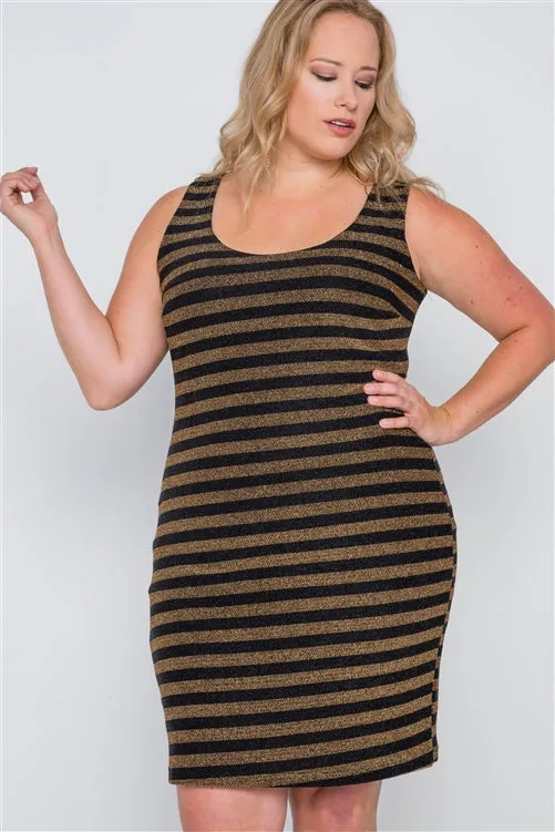 PLUS || Stripe Bodycon Mini Dress