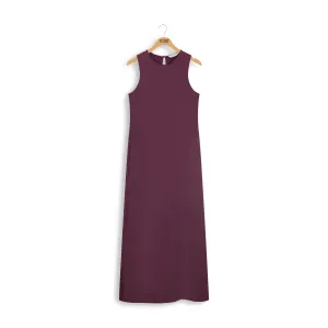 Point Satin Column Dress in Plum