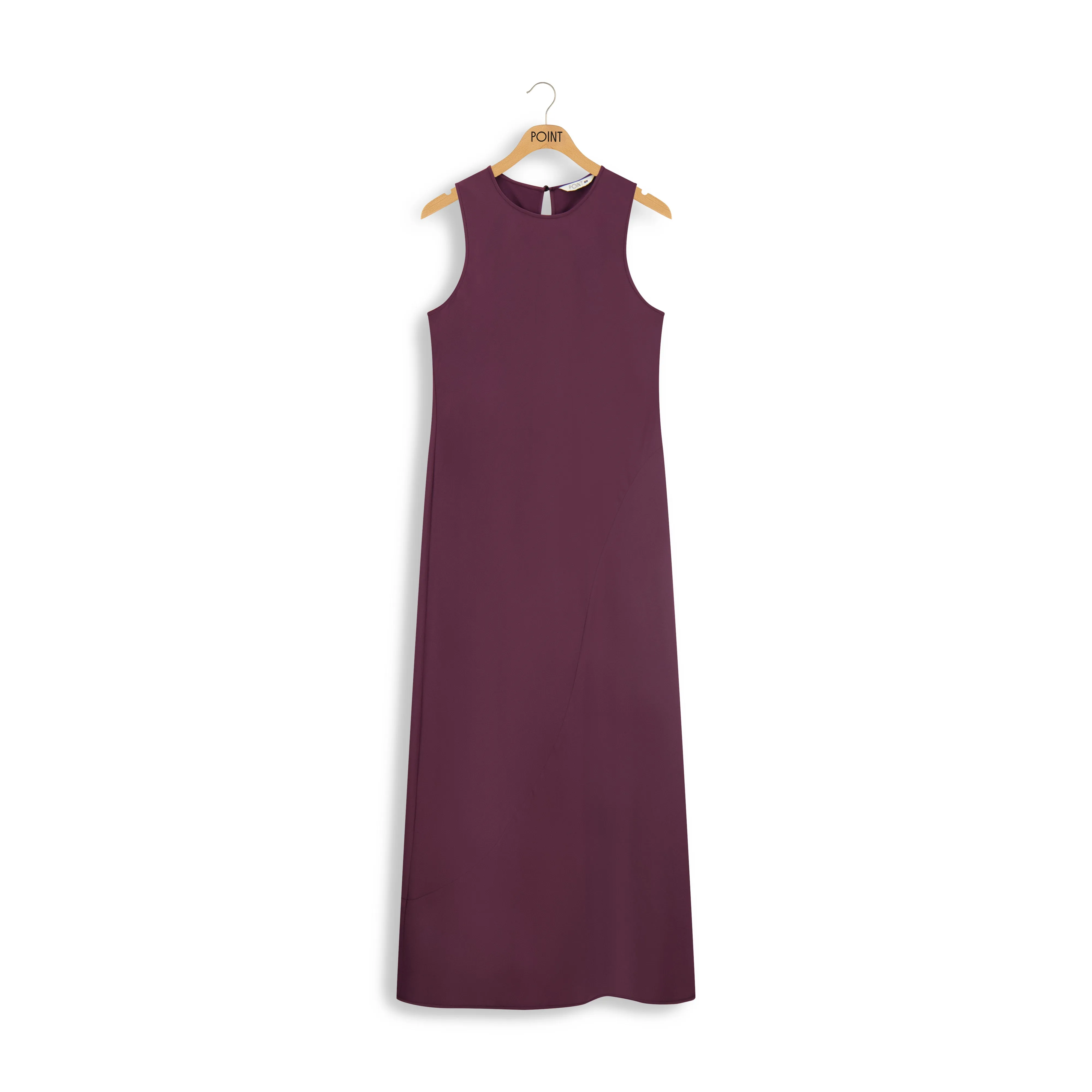 Point Satin Column Dress in Plum