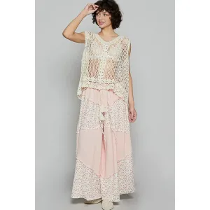 POL Clothing Natural V-Neck Sleeveless Crochet Top