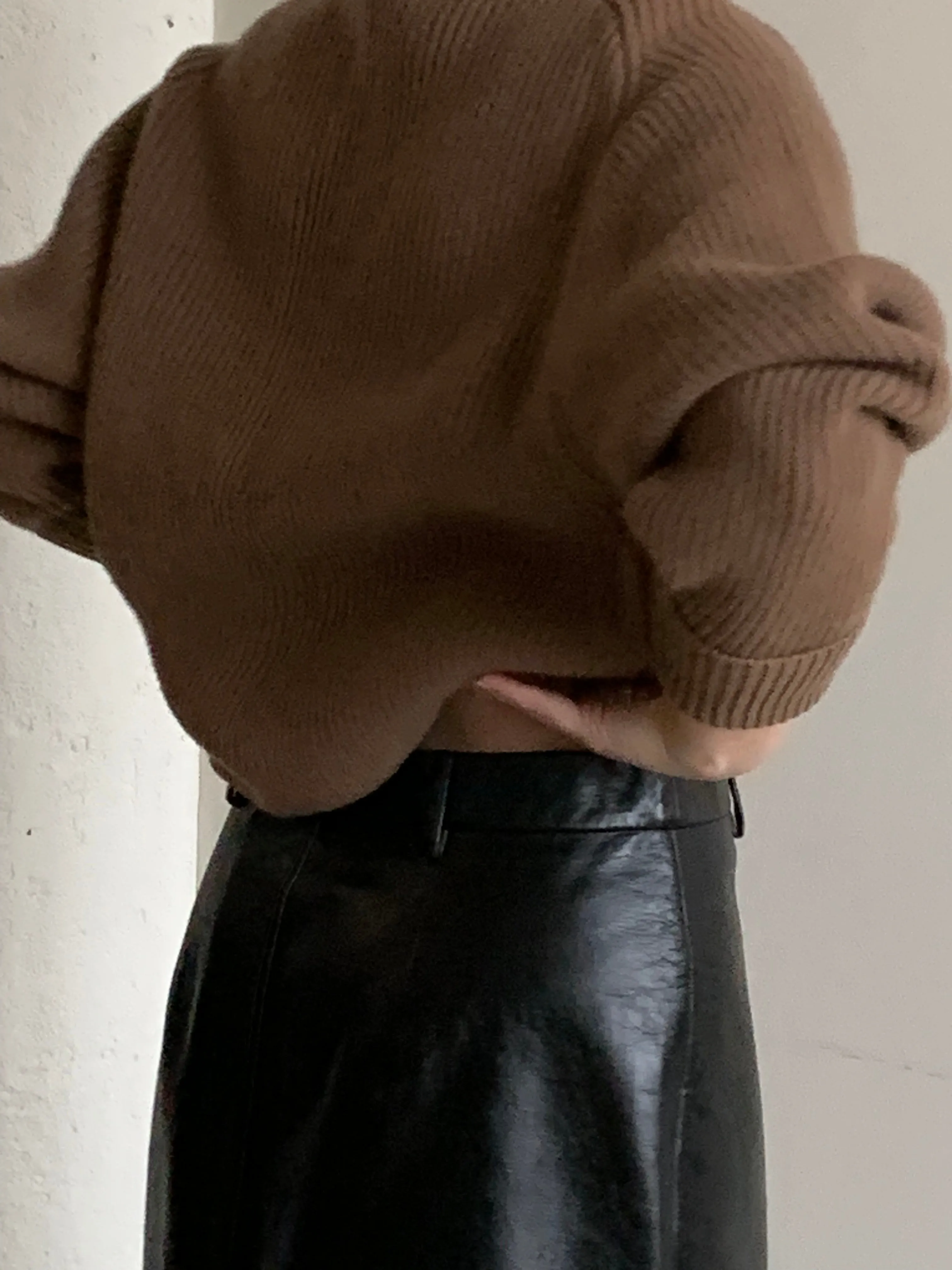 Prada black leather skirt
