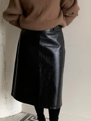 Prada black leather skirt