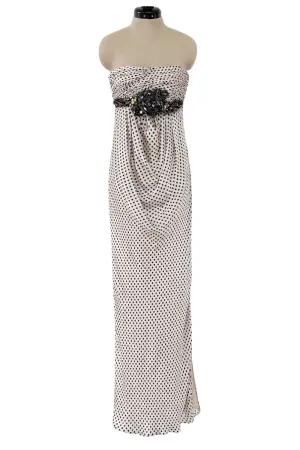 Pretty Spring 2009 Valentino Runway Strapless Dotted Silk w Front Detailing