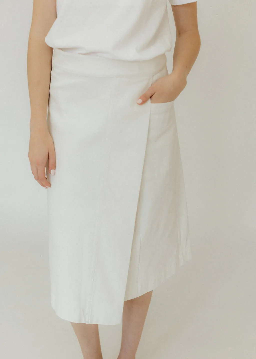 Proenza Schouler Iris Wrap Skirt in Ecru Stretch Twill