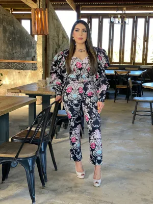 PUFFY TOP & CIGARETTE PANTS SET