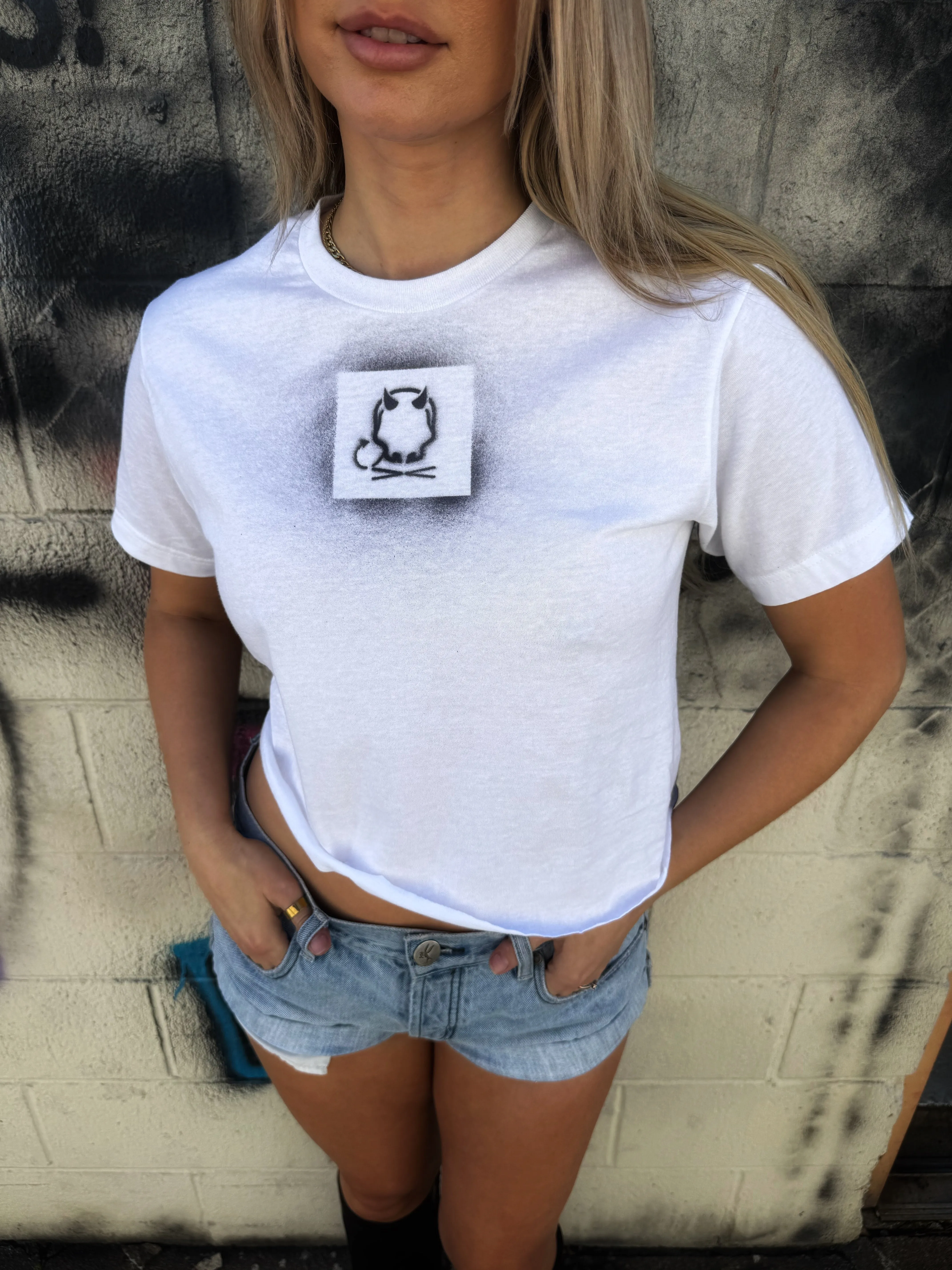 PUNK DESIGN BLAST WHITE CROP TOP