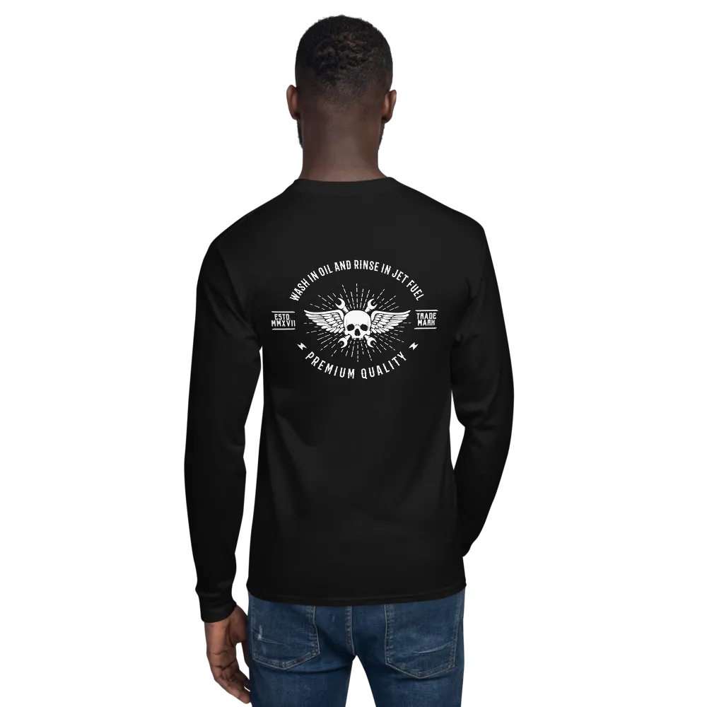 "Wash in Oil Rinse in Jet Fuel" Champion Long Sleeve Tee