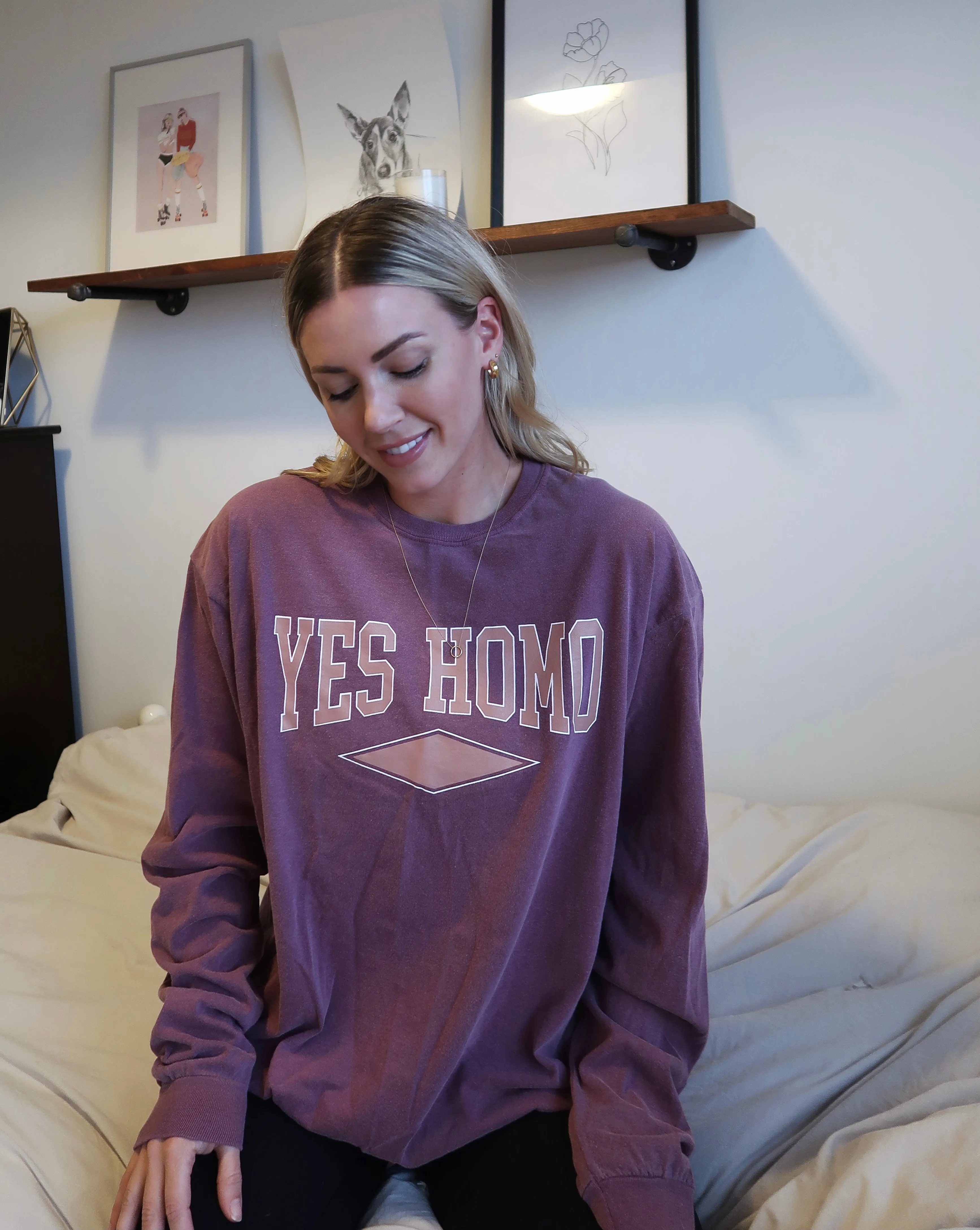 "YES HOMO" OVERSIZED LONG SLEEVE (Wine)