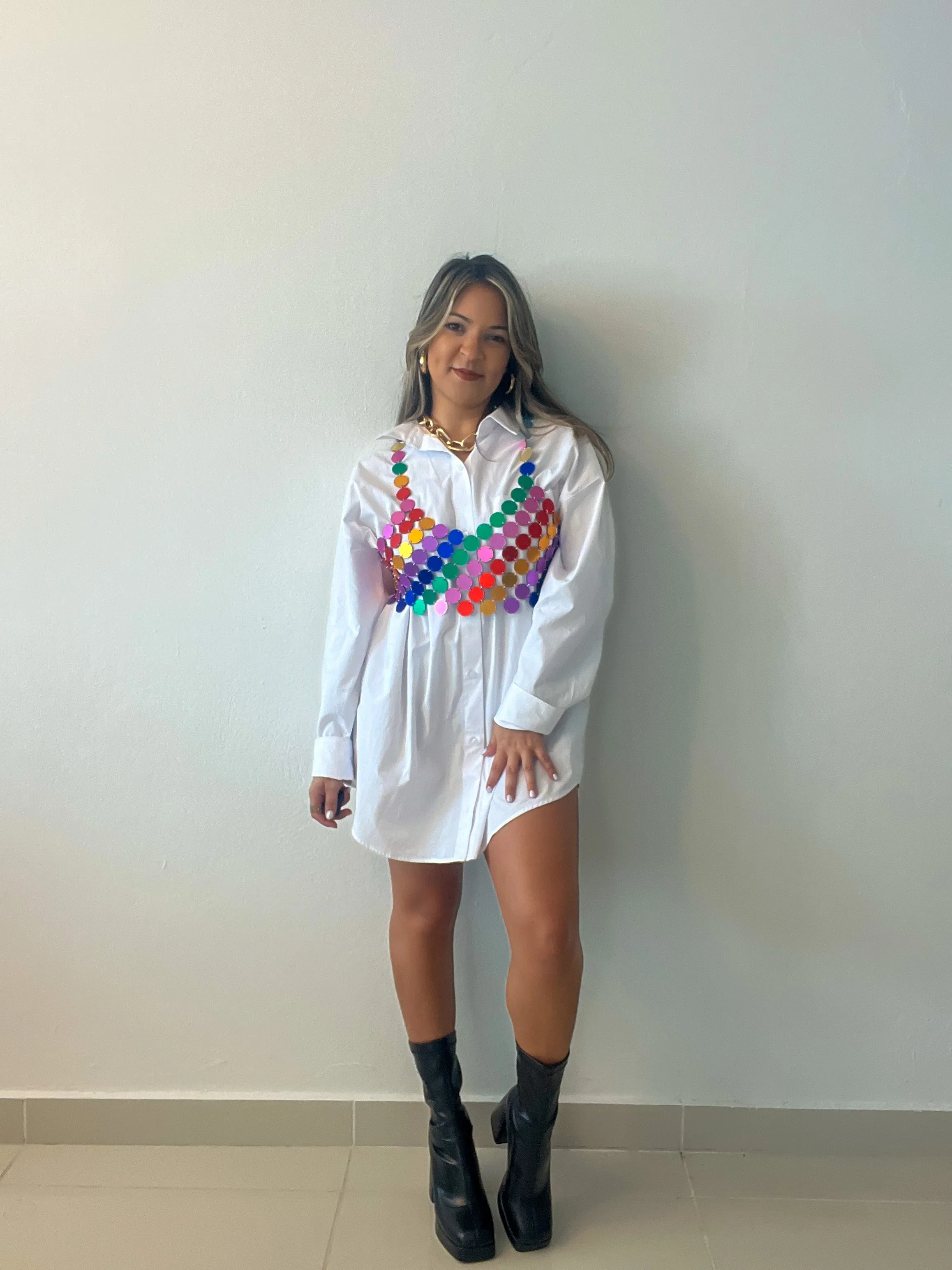 Rainbow Metallic Crop Top