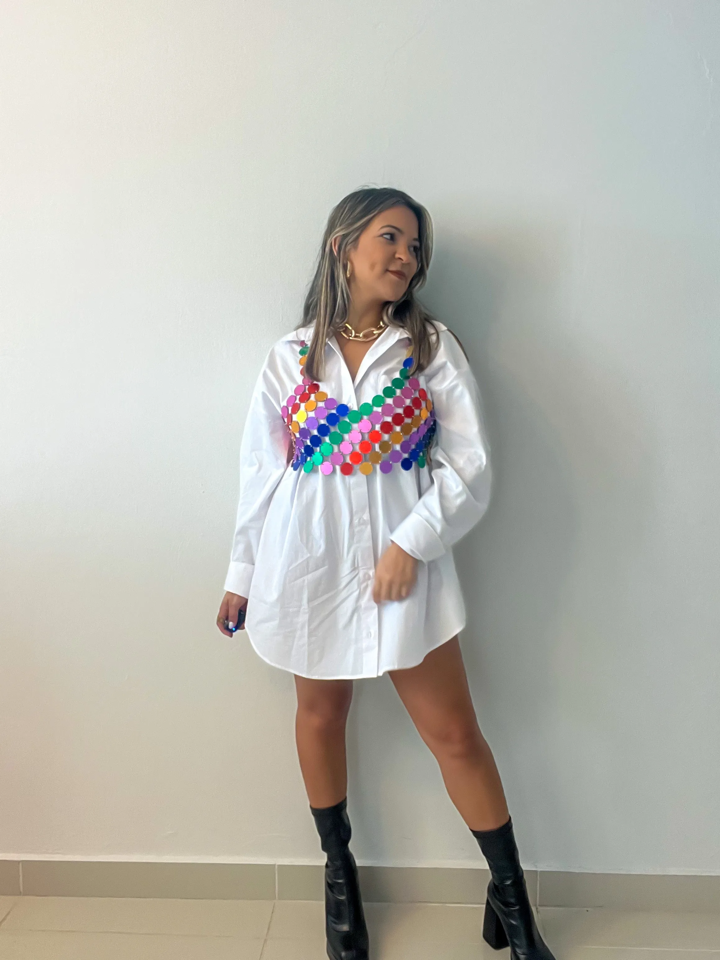 Rainbow Metallic Crop Top