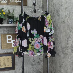 Rarities Womens Floral-Print Off-Shoulder Top 702015 Black XL