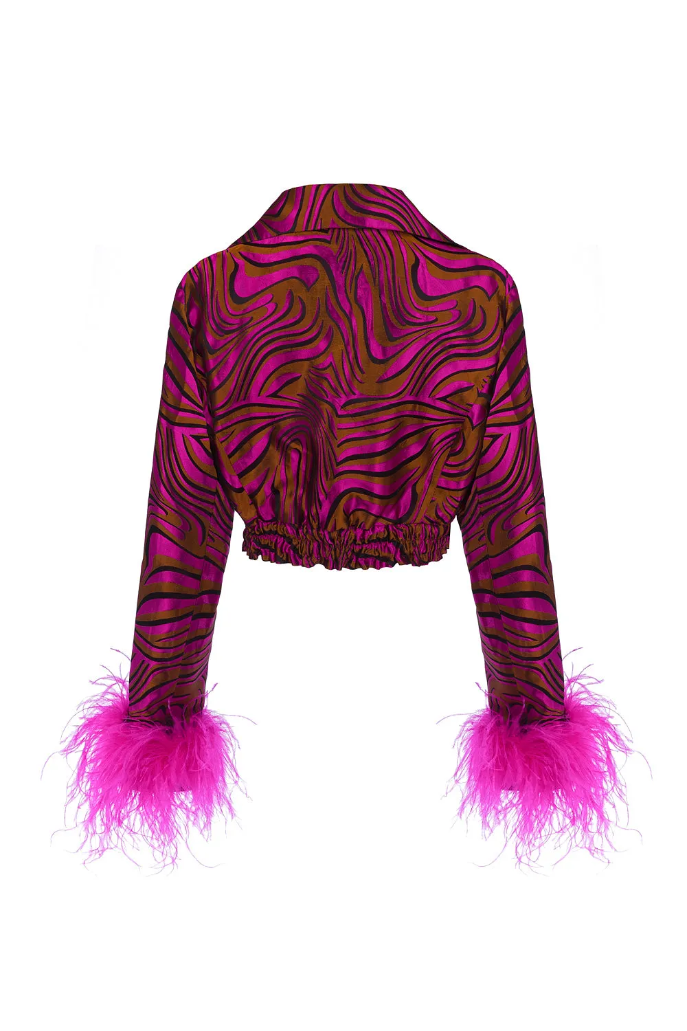Raspberry Marilyn Jacket With Feathers