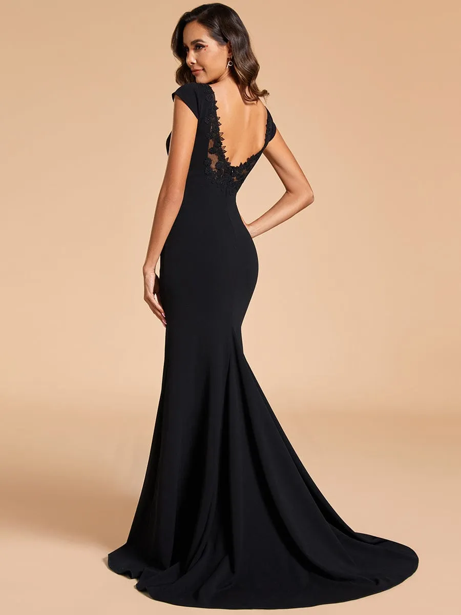 Rawiri cap sleeve fitted wedding gown in Ivory or Black