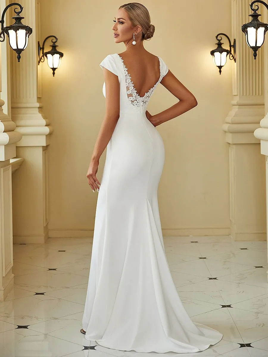 Rawiri cap sleeve fitted wedding gown in Ivory or Black