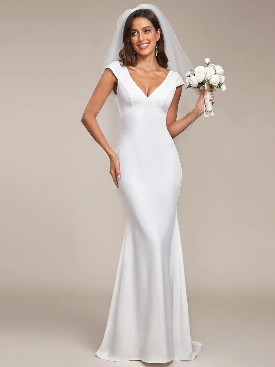 Rawiri cap sleeve fitted wedding gown in Ivory or Black