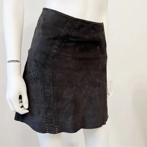 REBECCA MINKOFF Newton Nubuck Cow's Leather Suede Mini Skirt US 0