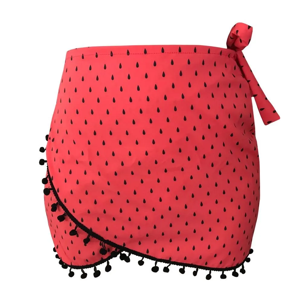Red Watermelon Swim Cover Up Pareo Skirt