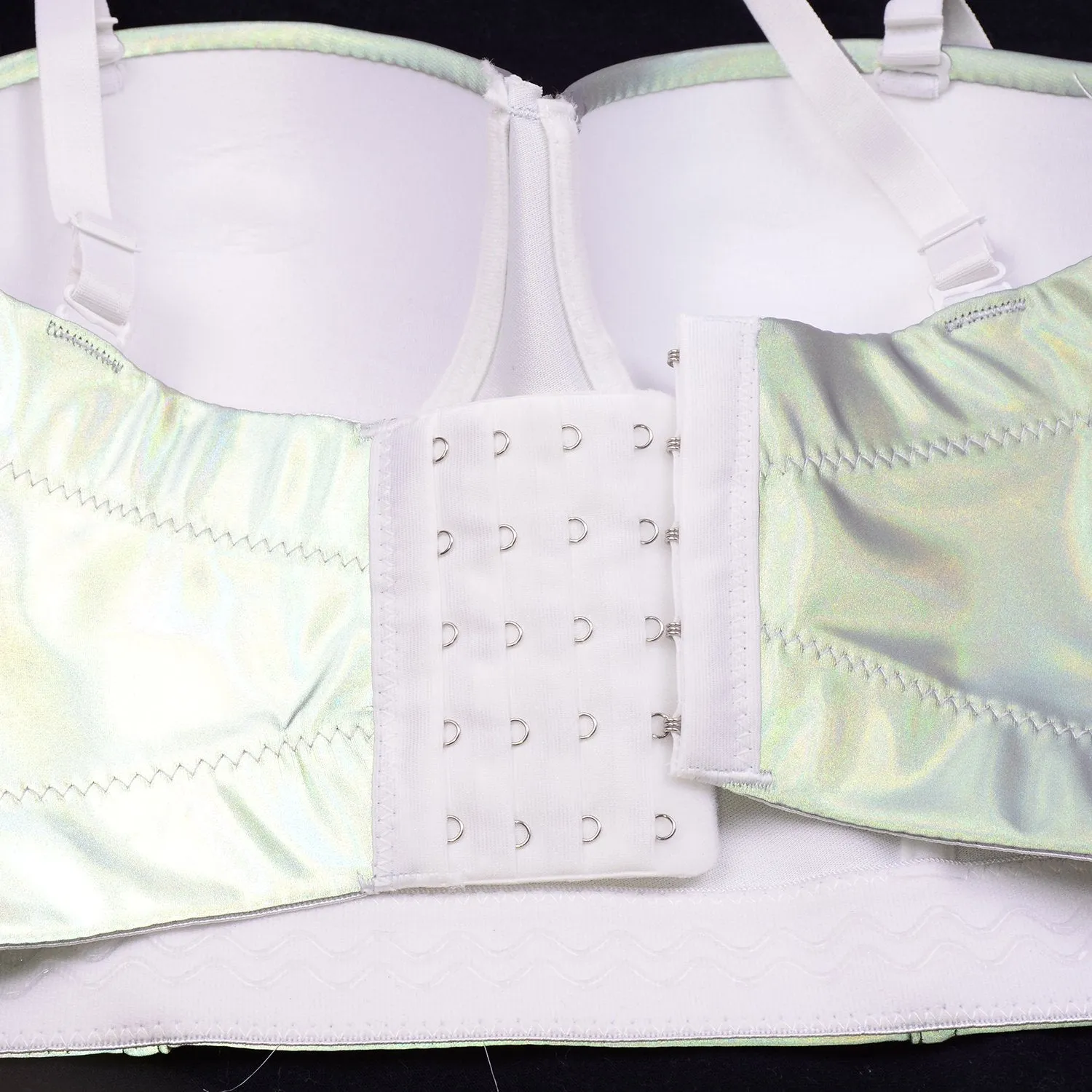 Reflective Metallic Bustier Crop Top Punk Club Party Women's Corset Top Bra