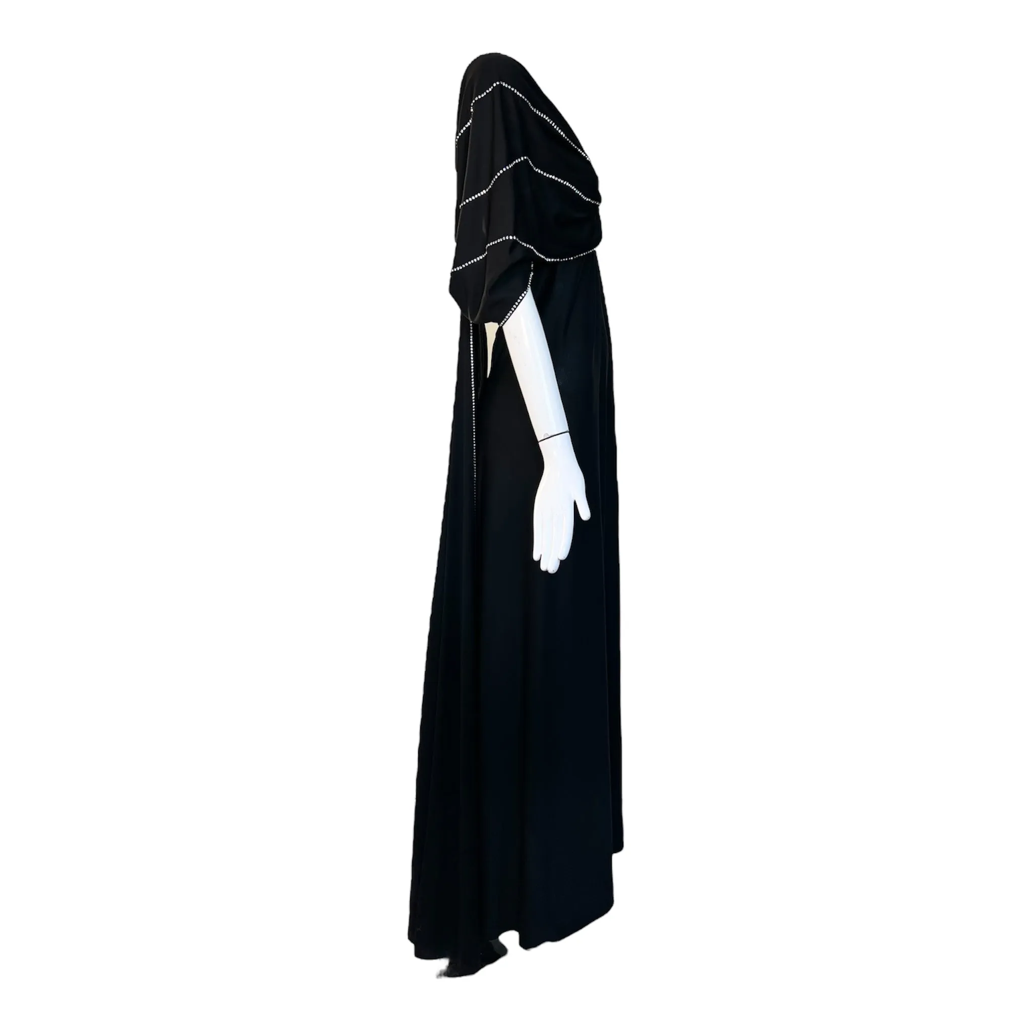 Reinhard Luthier 1970's Black Jersey Rhinestone Strand Gown