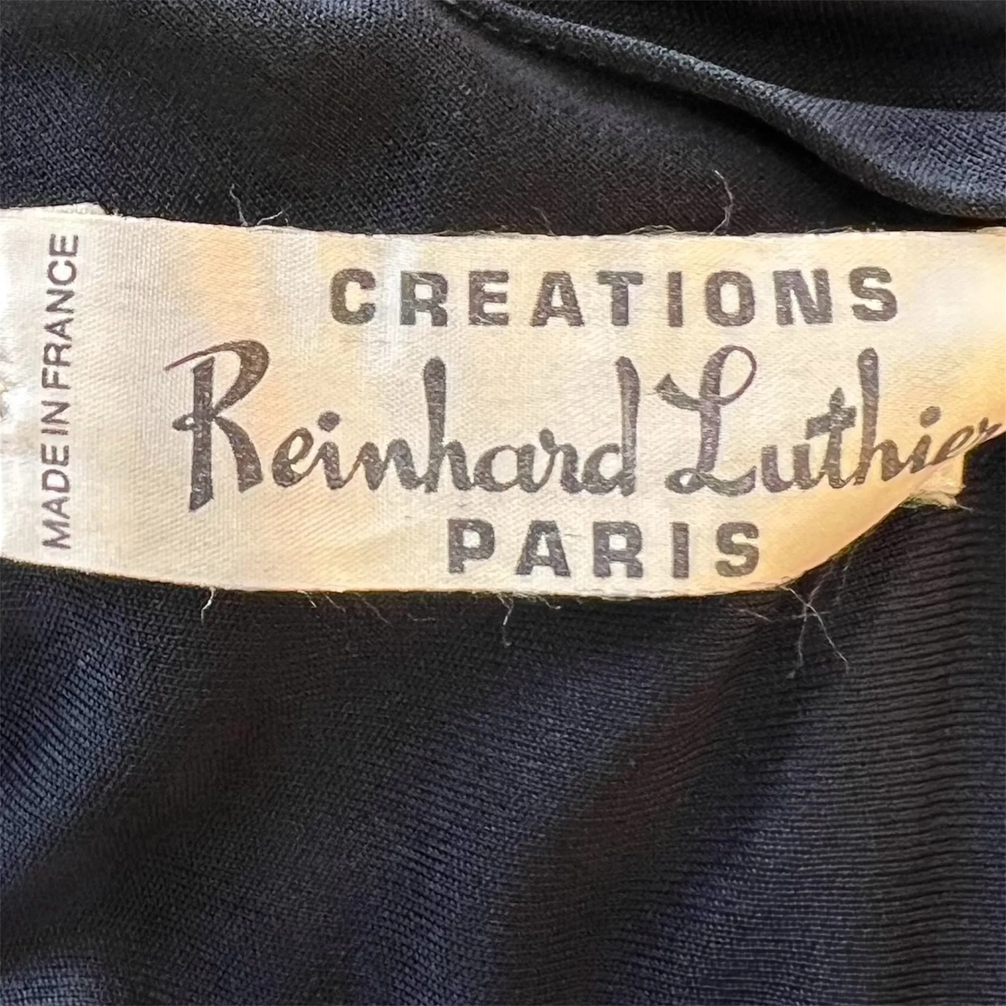 Reinhard Luthier 1970's Black Jersey Rhinestone Strand Gown
