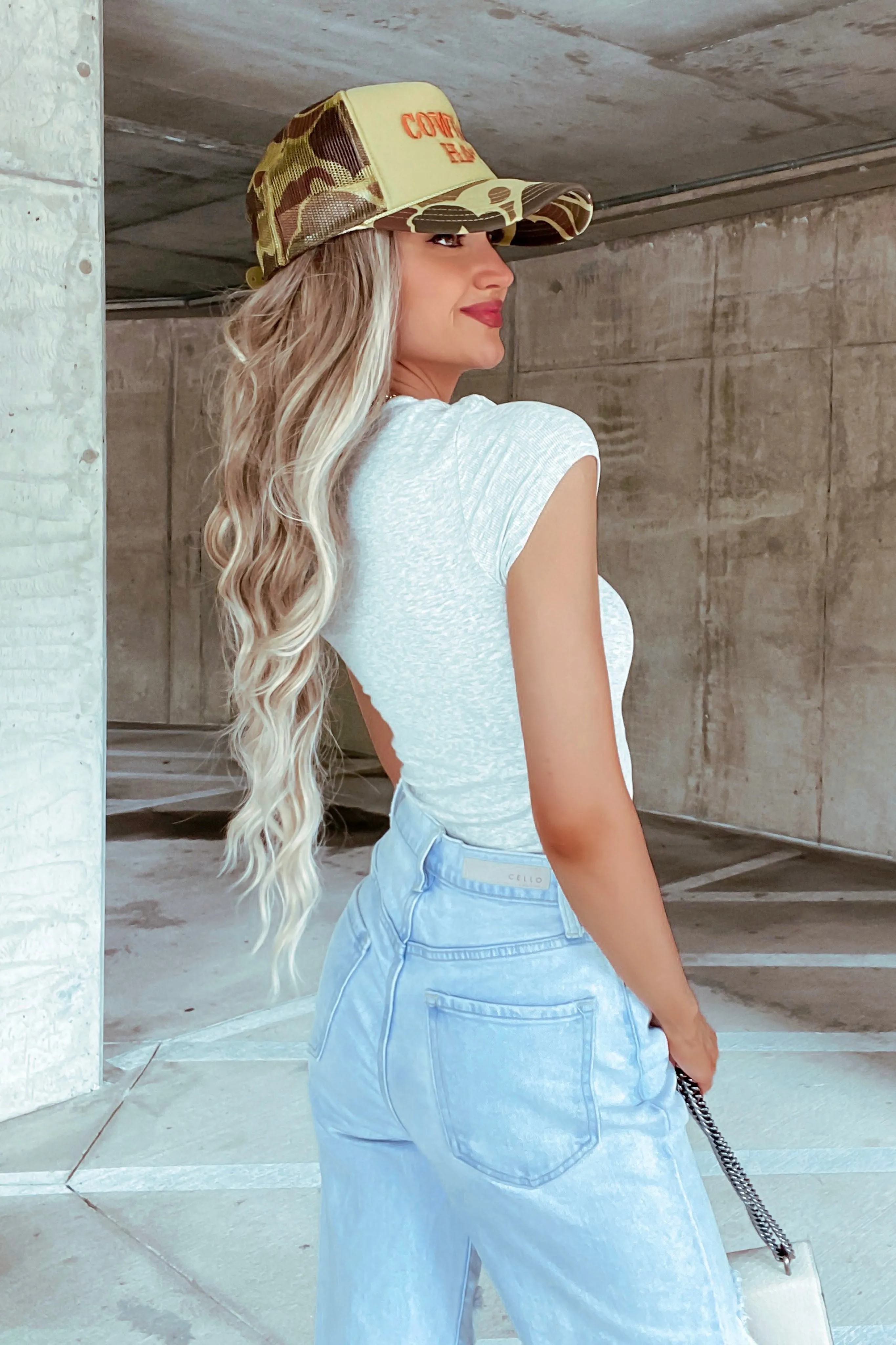 Ribbed Cap Tee -Heather grey