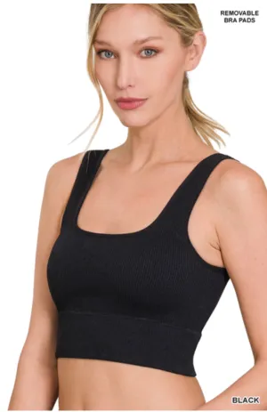 Ribbed Square Neck Crop Tank