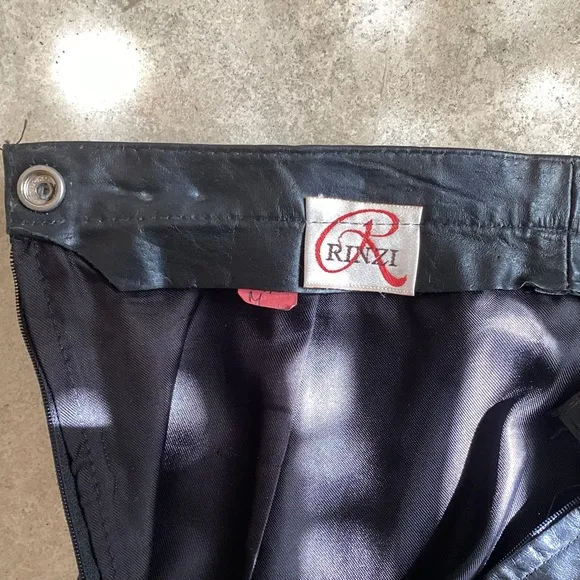 RINZI VINTAGE BLACK LEATHER MINI SKIRT Sz 7/8 PERFECT SHAPE