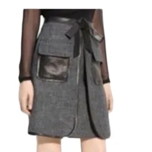 Robert Rodriguez Wool &amp; Leather Skirt Size 6 C17