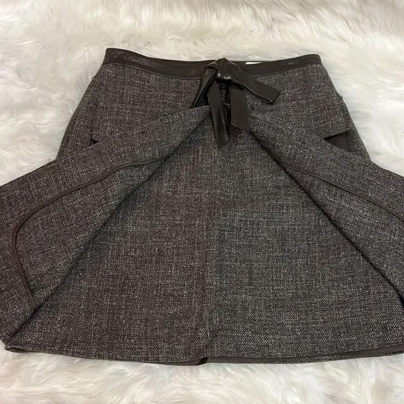 Robert Rodriguez Wool &amp; Leather Skirt Size 6 C17