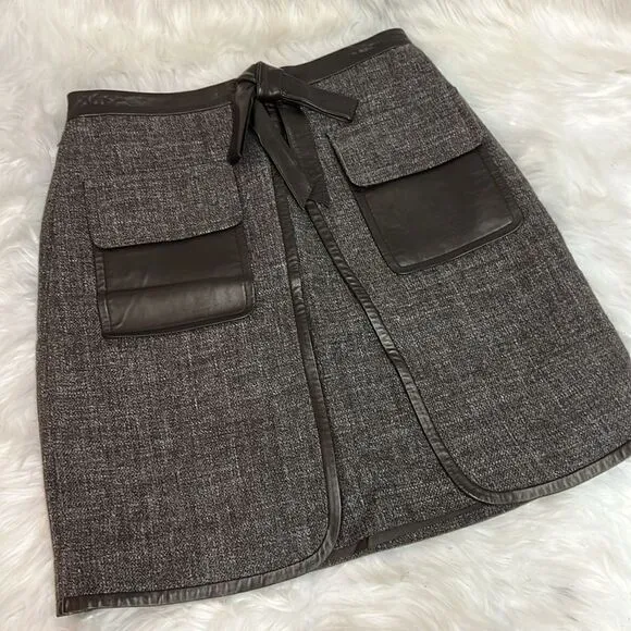 Robert Rodriguez Wool &amp; Leather Skirt Size 6 C17