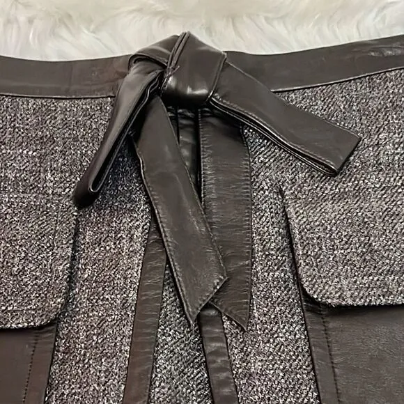 Robert Rodriguez Wool &amp; Leather Skirt Size 6 C17