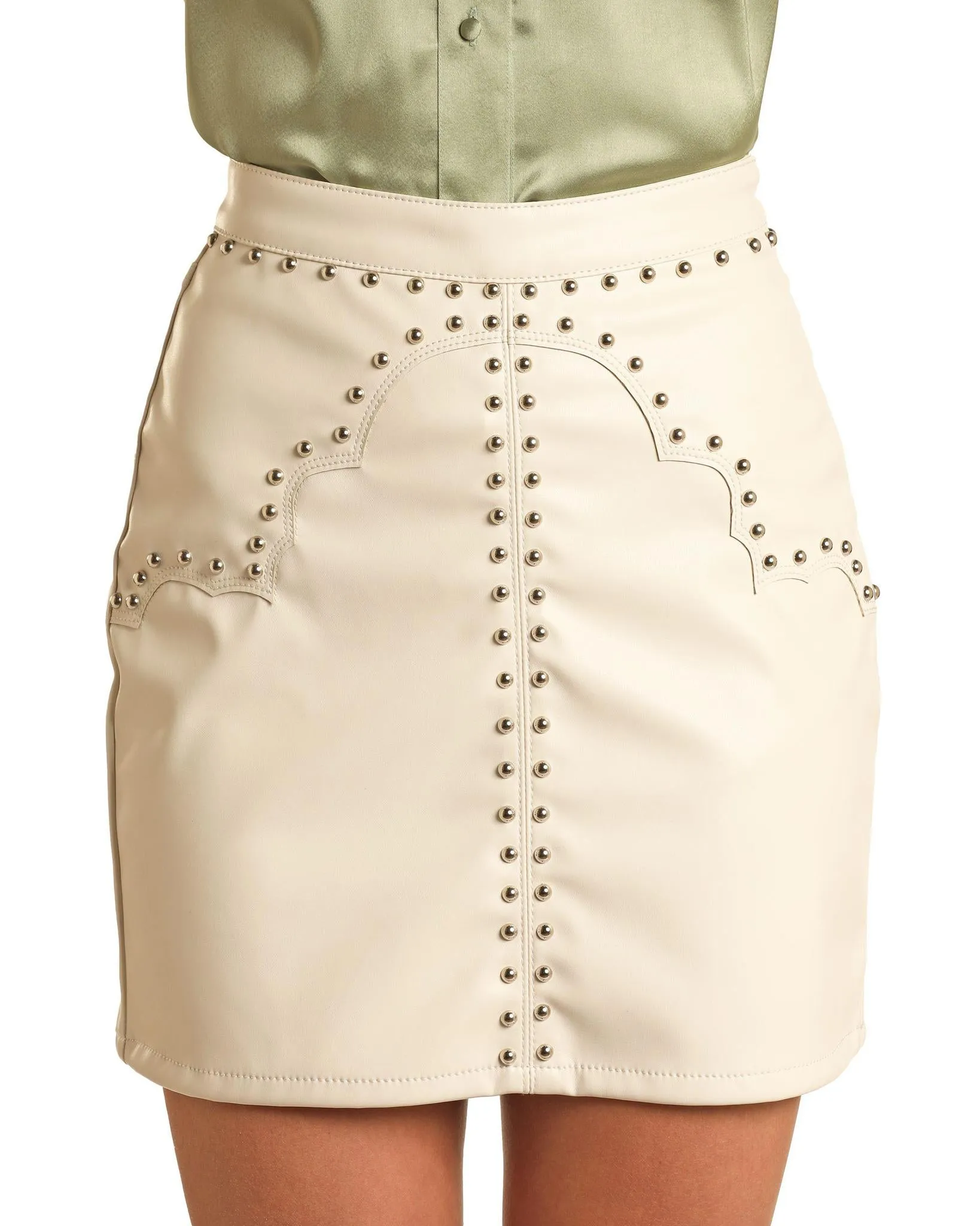 ROCK & ROLL DENIM WESTERN YOKE LEATHER SKIRT